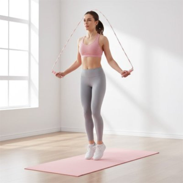 femme fait corde a sauter rose