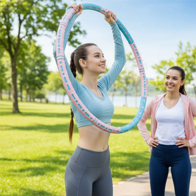 femme etirements avec hula hoop
