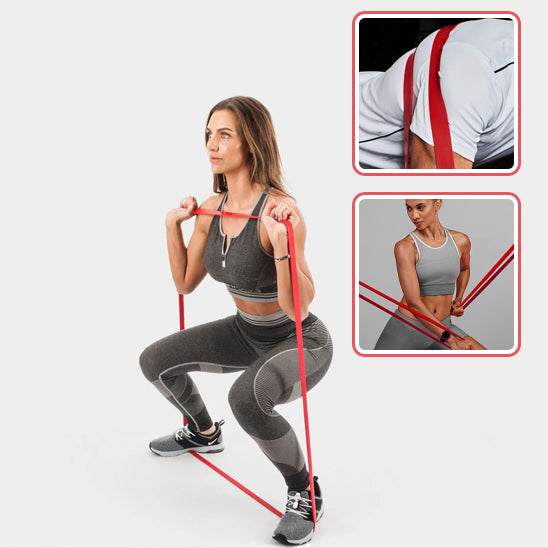 femme fait squat avec elastique musculation