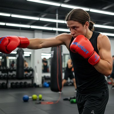 Gant de boxe rouge et bleu