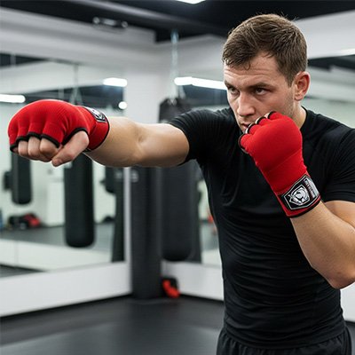 Gant de mma rouge position