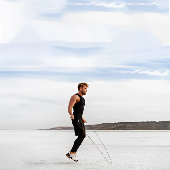homme exercice cardio corde a sauter dehors