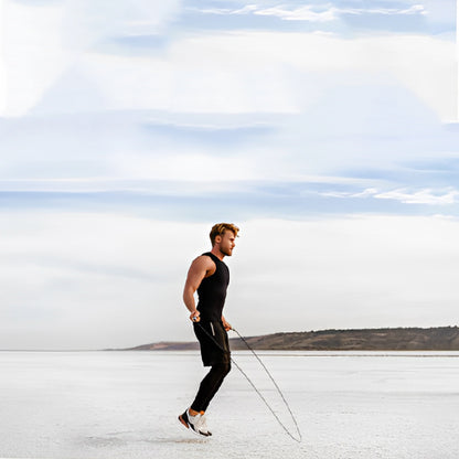 homme exercice cardio corde a sauter dehors